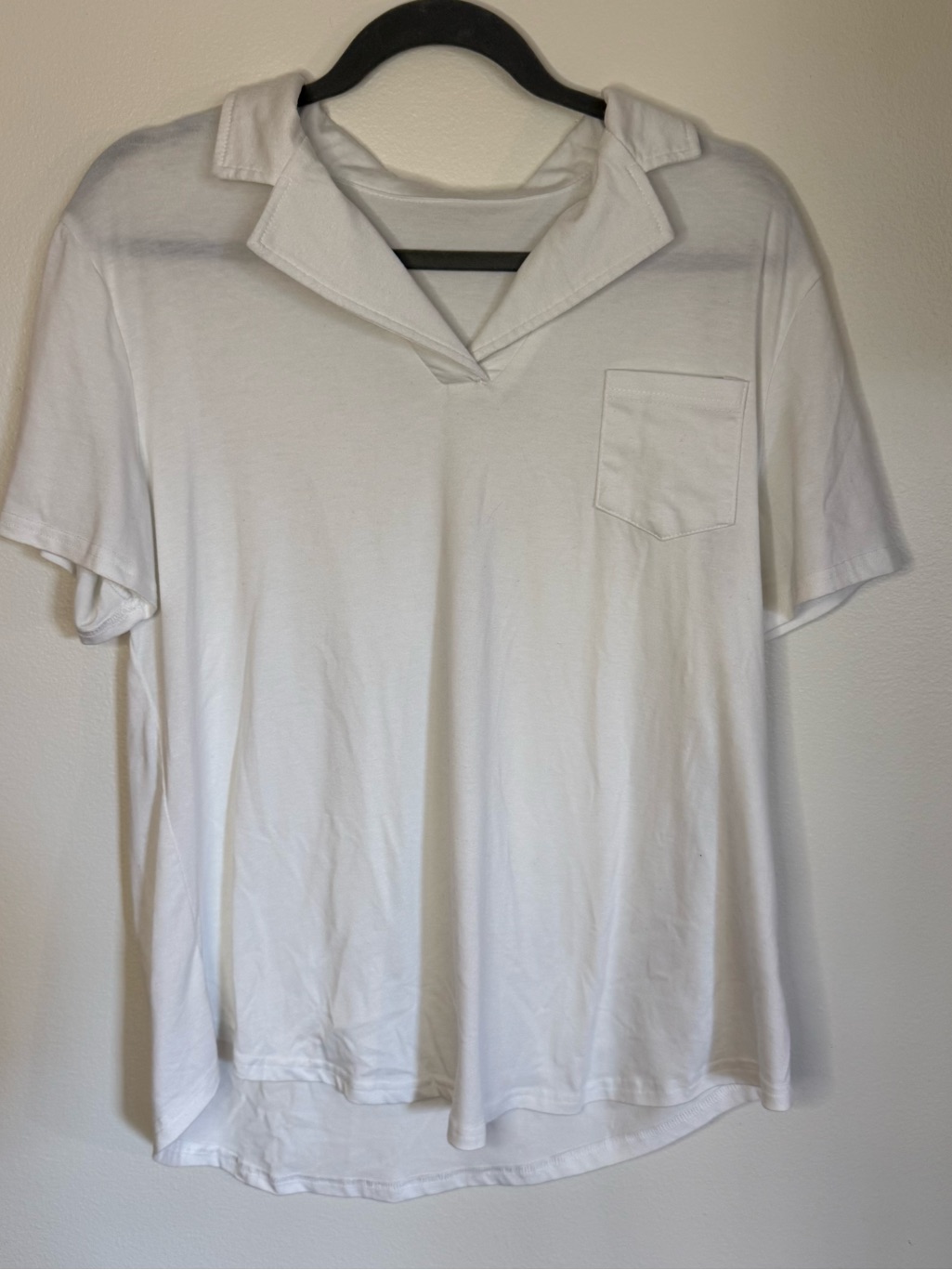 Womens Xl White Collard Short Sleeve Shirt With Pocket: Golf Preppy Summer